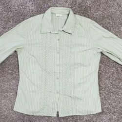 Women's J. Jill Button Front Shirt Size M Green