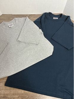 Bundle of Two Pro Club Heavyweight T-Shirts Gray & Navy Blue MED