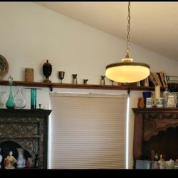 Antique Chandalier Mushroom White Glass 1927