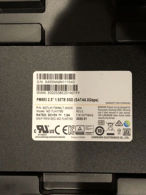 Samsung PM883 SSD 1.92TB for Enterprise-Level , brand New $220 each