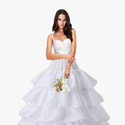 Petticoat Crinoline Tutu 4 Hoop Skirt 5 Ruffles Ball Gown Half Slips Underskirt for Women Wedding Party