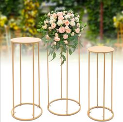 3 Pcs Flower Stand for Wedding Gold, Wedding Flower Vase Stand Flower Rack Gold Round Flower Stand (3Pcs)