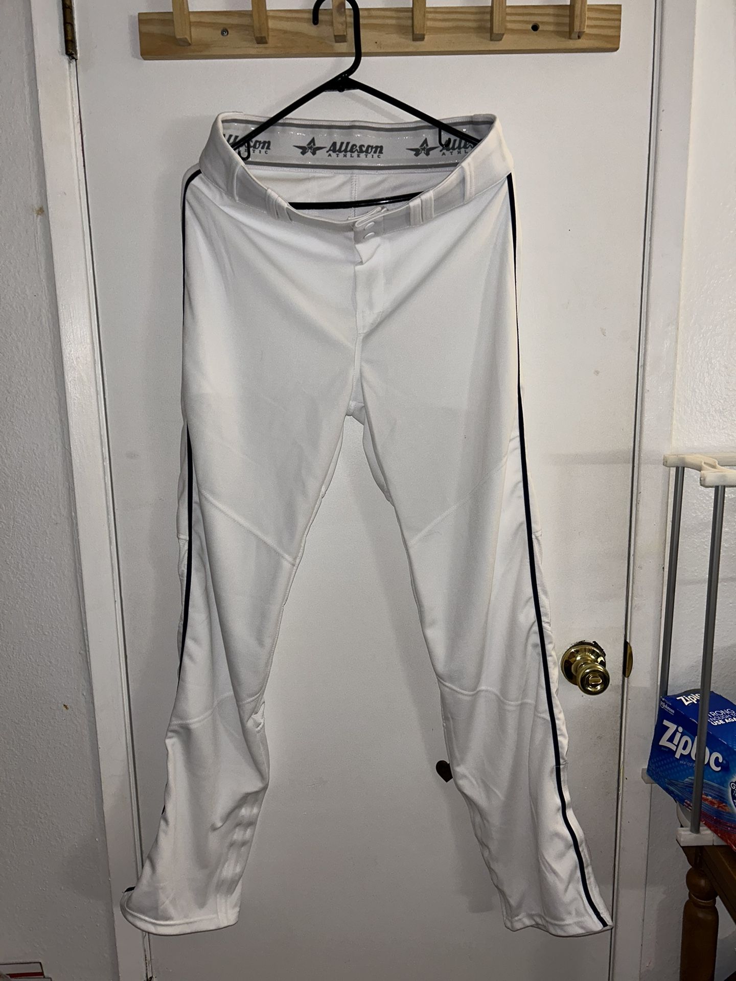 Alleson Athletic Mens Baseball Pants White Open Bottom 605WLB Sz L