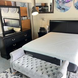 Queen Bed Frame with dresser, mirror and nightstand