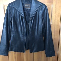 Cole Haan Women’s Preowned Black Leather Coat/Jacket  Size C S