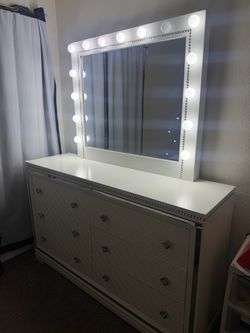 White Dresser with led