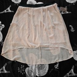 Rue 21 Hi-Lo Skirt Zipper Back W/Pockets, Lining Mesh Like Size Large Tan