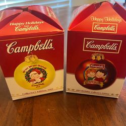 Vintage Collectible Campbell’s Glass Ornaments X2