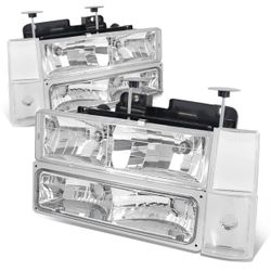 Fits 88 - 93 Chevy C10 C/K 1500 C 2500 K 3500 Blazer, 8Pcs Driver and Passenger Side Halogen Headlamps 
