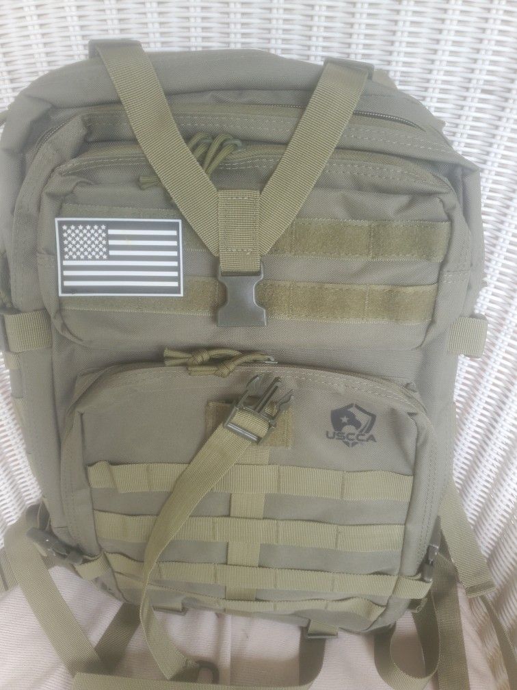 Green army military backpack