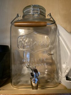 Glass 2 gallon container with dispenser