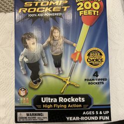 Stomp Rocket Ultra Rocket Launcher for Kids, 4 Rockets - Fun Backyard & Outdoor Kids Toys Gifts for Boys & Girls - High Flying Toy Foam Blaster Set - 