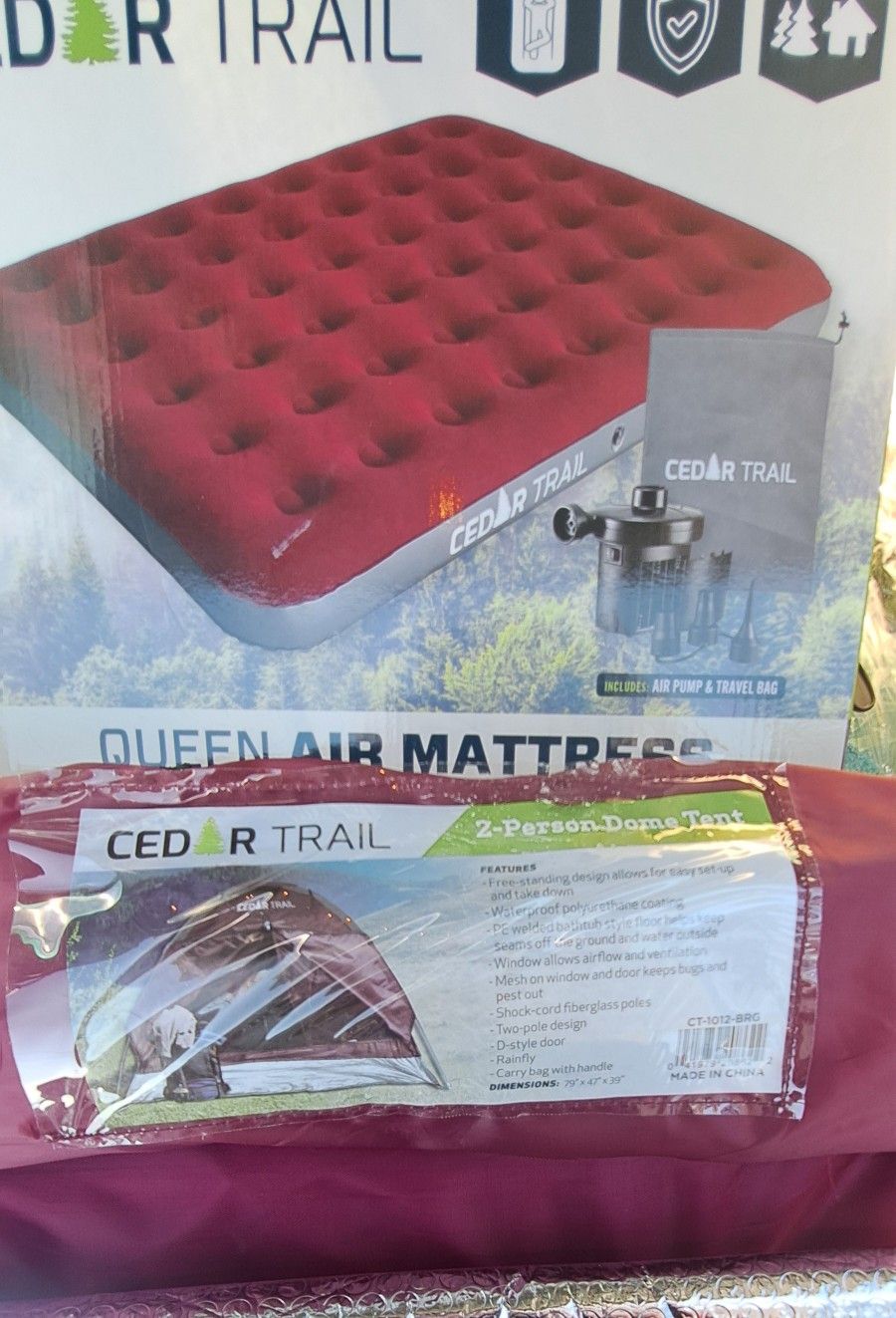 Queen Air Mattress with Pump & 2-Person Dome Tent