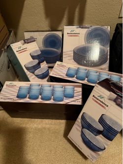 Benevolence Blue Beaded glass dinnerware/glasses