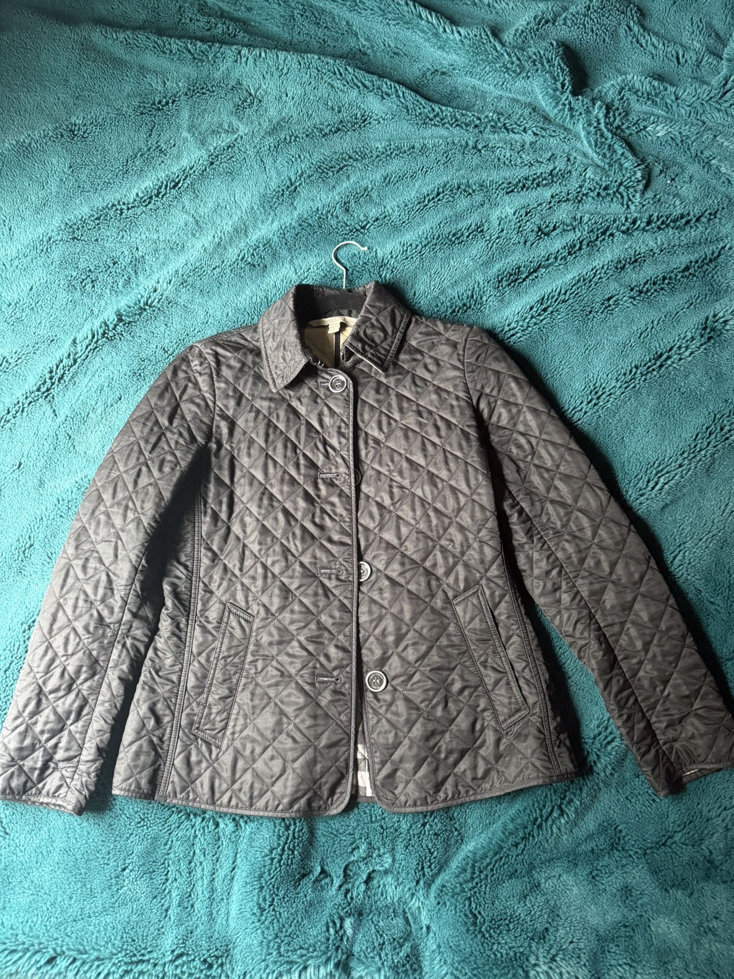 Quilted Burberry Brit jacket w/ Checkered Lining