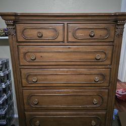 Tan Colored Solid Wood Dresser 
