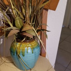 Home Decor Ceramic Vase with Faux Plant