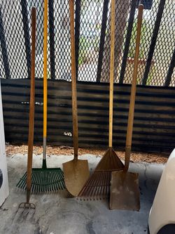 Garden Tool Set – Rakes, Shovel, and Spade