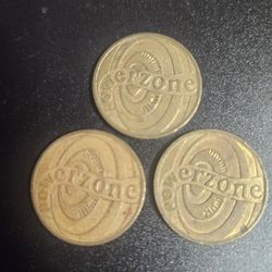 THREE (3) VINTAGE POWER ZONE ARCADE TOKEN ILLINI UNION URBANA ILLINOIS 