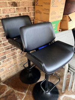 Black Adjustable Bar Stools Set of 2