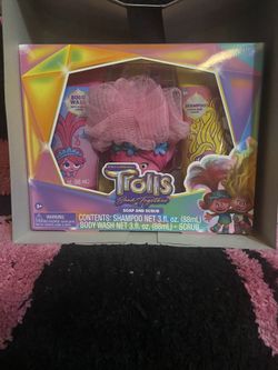 Brand New  Trolls soap, and scrub set in the color pink