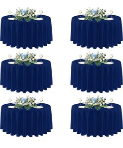 sancua Navy Blue Round Tablecloths 120 Inch, 6 Pack X(400)