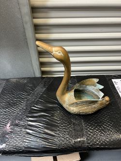 Vintage Brass Swan Planter