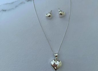 Heart Set Necklace & Earrings Silver .925