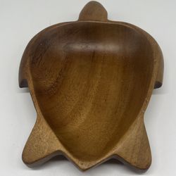 Wooden Monkey Pod Carved Sea Turtle Trinket Bowl