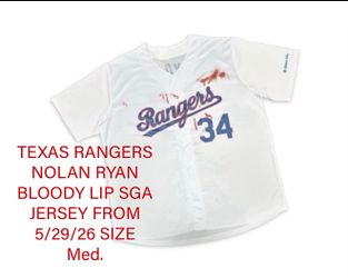New Texas Rangers Nolan Ryan bloody lip jersey five 2926 stadium giveaway