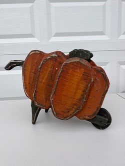 Decorative pumpkin tabletop wheelbarrow
