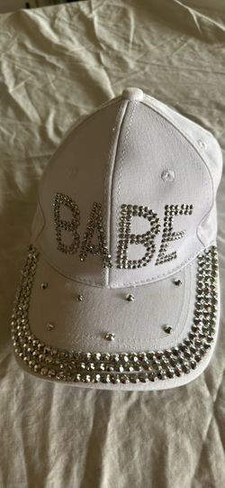 Baseball Cap , White Rhinestone “BABE”