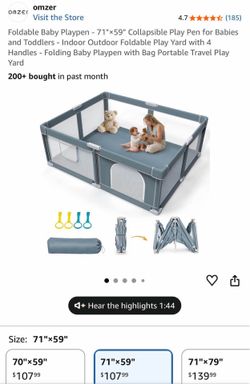 Foldable Baby Playpen - 71"×59" Collapsible Play Pen for Babies and Toddlers -