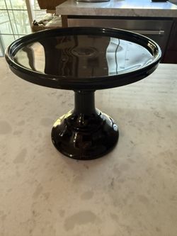 Set of 2 Black Milk Glass Cake Stands – 6 Inch – Pedestal Dessert Plates