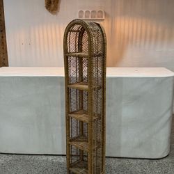 Vintage Tall Slim Arched Rattan Shelf — 5 Tier — $350 Firm