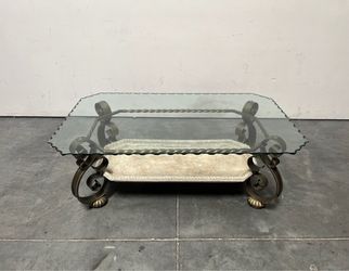 Baroque Style Metal Base Glass Coffee Table