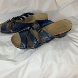 Nicole Women's Blue Strappy Wedge Sandals Size 10W Casual Summer