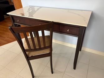 Beautiful Porcelain-Marble Topped Desk with Cushioned Chair