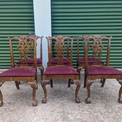 Set Of 6 Chippendale Style Dining Chairs 