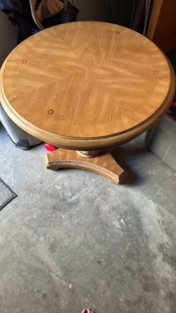 Bernhardt Round Wood Pedestal Side Table