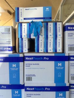 Blue nitrile gloves