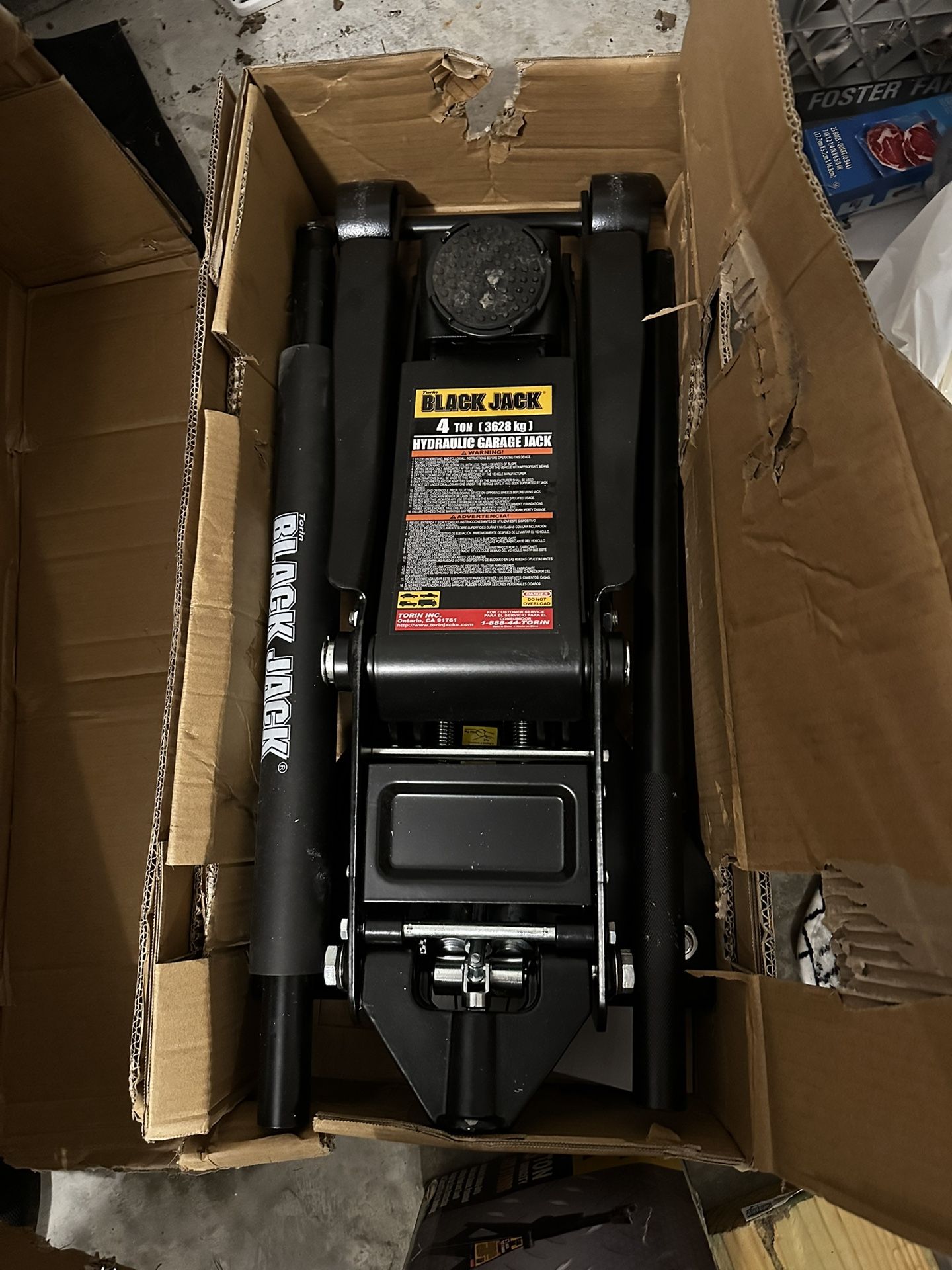 New Black Jack 4-Ton Floor Jack + 3-Ton Jack Stands Set - Heavy Duty Garage Tools