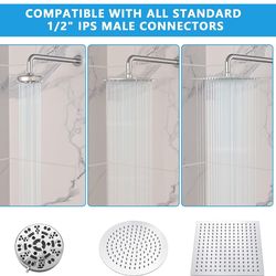 Shower Arm Chrome 16 Inch Shower Extension L Shape Polished Chrome Stainless Steel Long Shower Head Extension Tube, Shower Extender Arm with Flange
