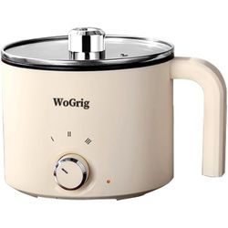 1.8L Electric Hot Pot，Ramen Cooker, Dual power supply Mini Portable Multi-Functional Lazy Pot for Pasta, Noodles, Egg, Soup,Rice，Non-Stick Noodle Cook