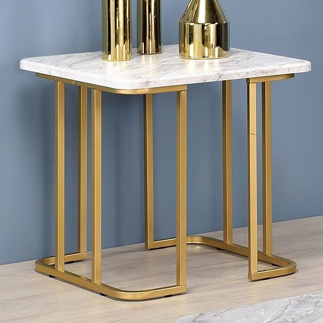 Marble Gold End Table Nightstand Accent Table