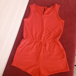 Peachy Girl Romper Size M Pockets Tank Top Stretch