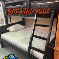 Twin Full Black Bunk Bed With Mattress Included Litera Nueva 