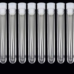 Test Tubes for Gift, 10pc / Set Glass Hard Test Tube, 15 X 100mm, with Lid Transparent Plastic School Test Tube, Round Bottle, Wide Range of Applica