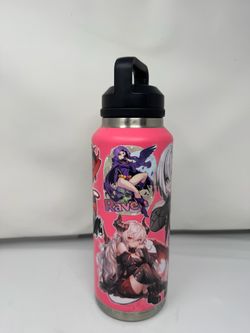 Pink Stainless Steel Water Bottle with Anime Stickers
