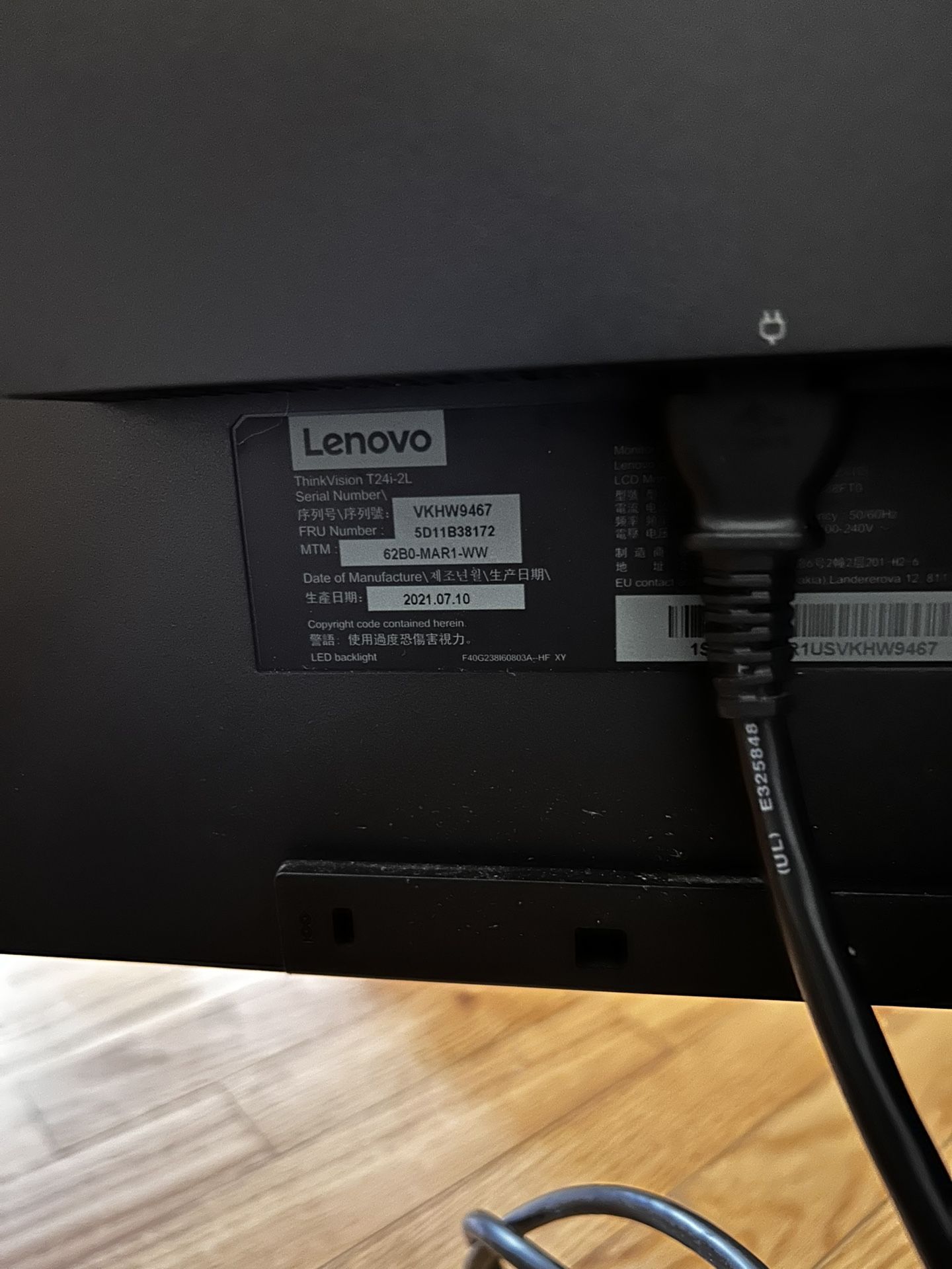 Lenovo ThinkVision T24i-2L 23.8" 60Hz LCD Monitor